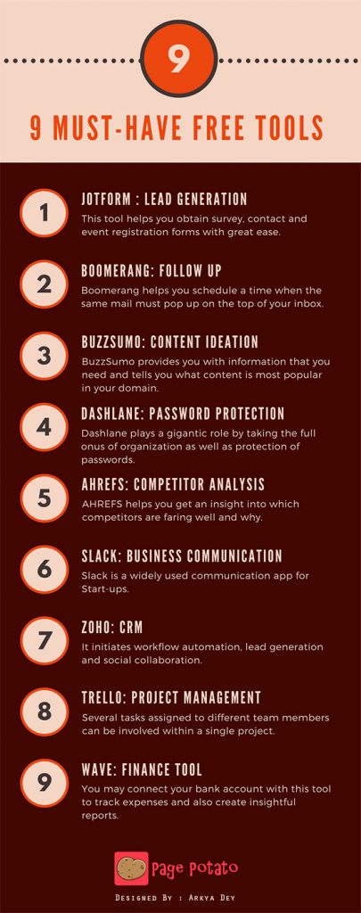 9 Must Have Free Online Tools Infographic Page Potato